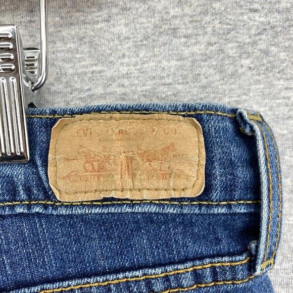 Levi 515 Jeans Womens 16 Medium Blue Denim Boot Cut Distressed 5 Pocket Stretch - Picture 11 of 16